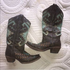 Corral Aztec embroidered cowgirl boots